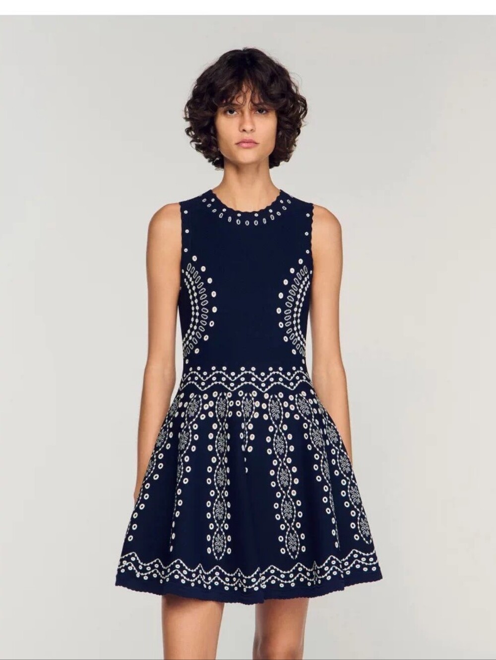 Sandro Capri Scarf Print Knit Short Dress - Picture 4 of 11